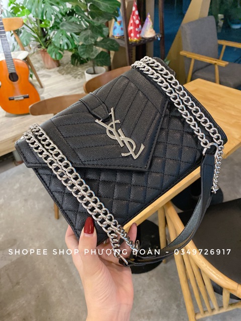 XaTúi nắp nhọn xích bạc đeo vai size 25 kèm hộp ảnh thật | BigBuy360 - bigbuy360.vn