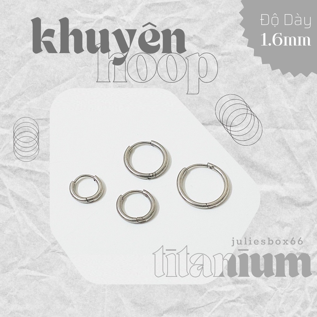[1 Chiếc] [Bấm] Khuyên Tai Tròn Hoop Nhiều Size Dày 1.6Mm [Siêu Mỏng] Unisex Julies Box 66 Bông Tai Nam