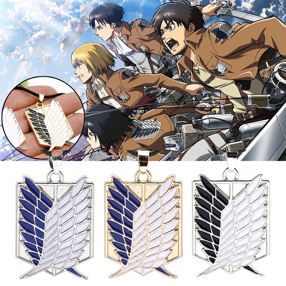 ALLGOODS Cartoon Anime Attack on Titan Necklaces Metal Cosplay Jewelry Giant Survey Corps Necklaces Wings Of Liberty PU Leather Chain Recon Corp Badge Freedom Unisex Wings Pendant Necklaces/Multicolor