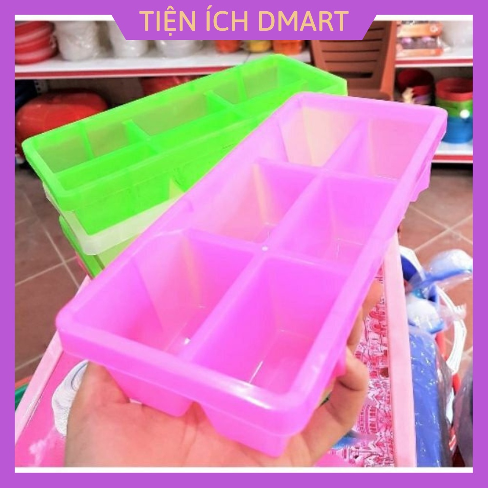 Khuôn làm đá 6 viên to , khay làm đá nhựa Việt Nhật cao cấp