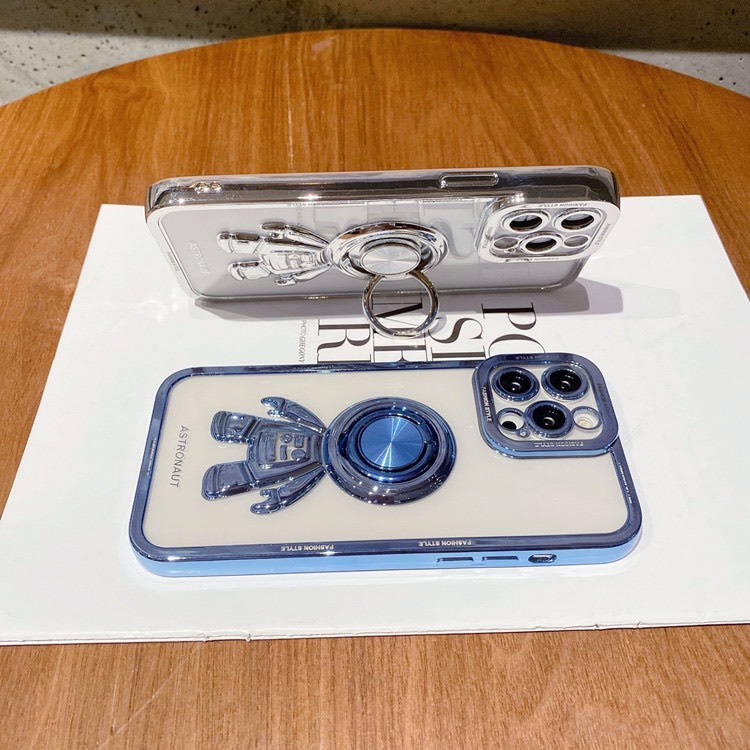 Ốp Điện Thoại Silicon Dẻo Nhẫn Hình Phi Hành Gia Sang Trọng Có Giá Đỡ Cho iPhone 11 12 13 Pro Max