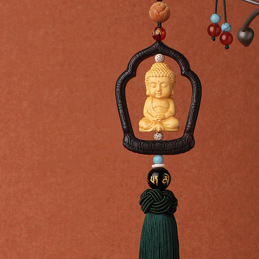 Tượng Phật Treo Xe, Gỗ Mun, Chạy CNC Tinh Xảo [Hàng Loại Cao Cấp]
