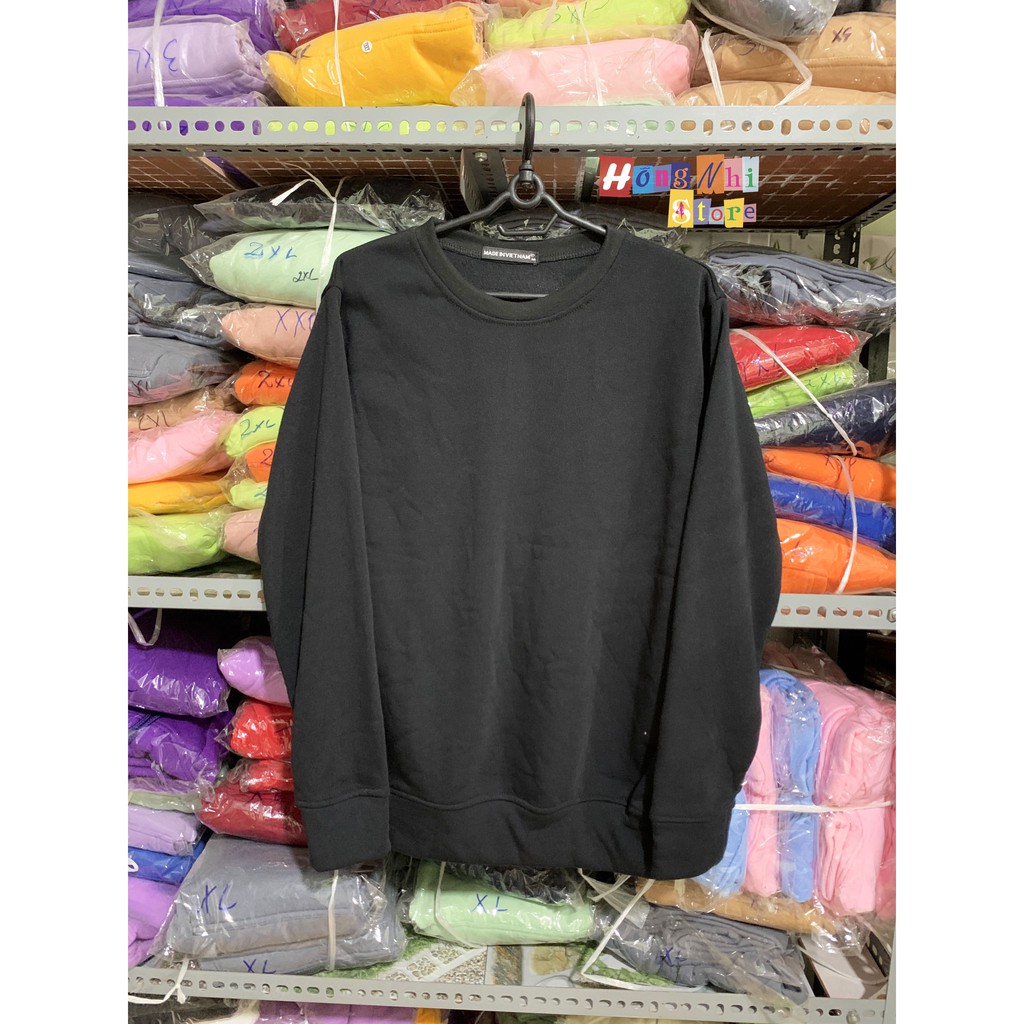 ÁO SWEATER TRƠN CHẤT NỈ LÓT BÔNG MÀU ĐEN - SWEATER UNISEX - MM