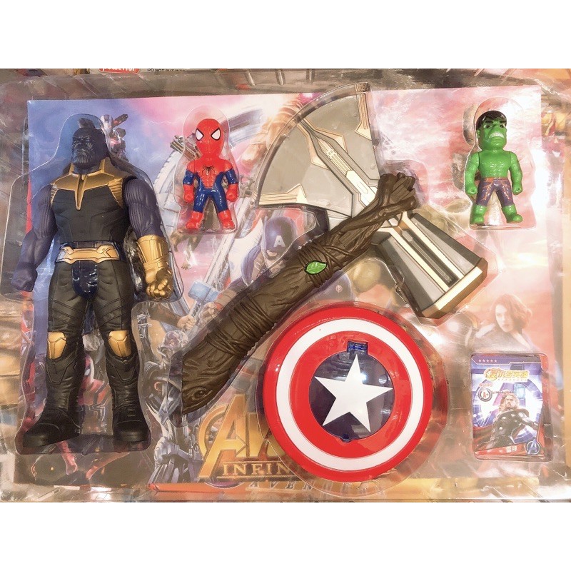 ❌ Set Búa Thor + Khiên Mini của Đội trưởng Mỹ + Mô hình Thanos Spider Man Hulk ❌