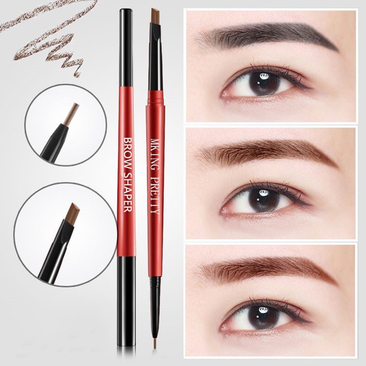 [Sỉ-Rẻ] Chì kẻ mày 2 đầu Mking Pretty Brow Shaper đầu bút dạ mềm, dễ vẽ, đường kẻ mảnh, rõ nét, không trôi  [Lẻ-Sỉ]