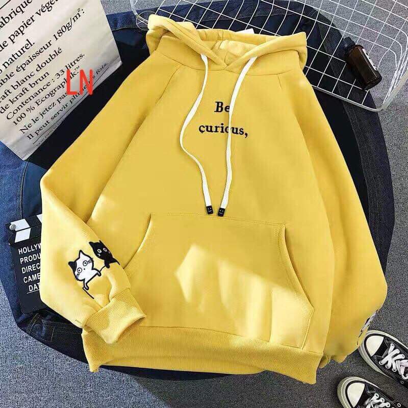 Áo hoodie hai mèo con in tay HARI