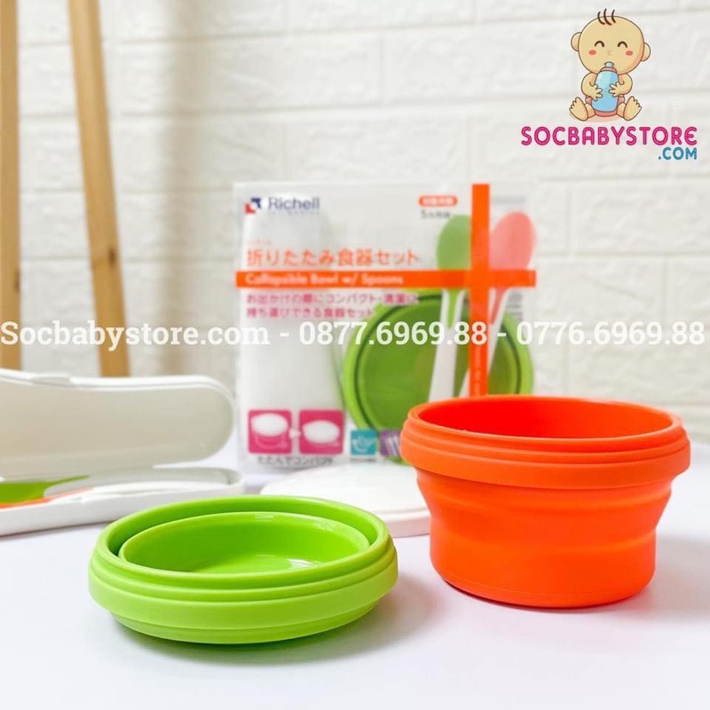 Bộ chén ăn dặm gập gọn kèm 2 thìa mềm Richell