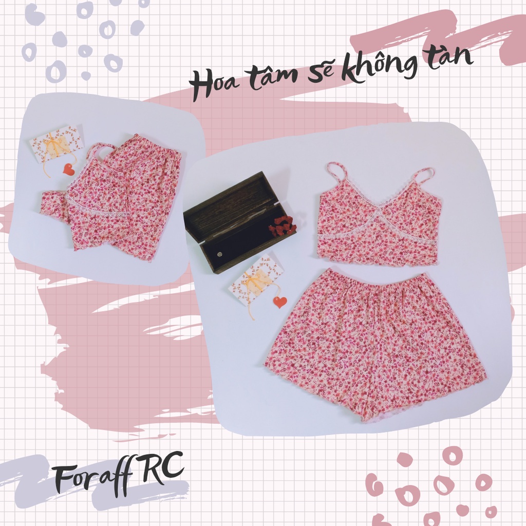 Đồ bộ ngủ nữ RCB11, hai dây cổ tim phối ren