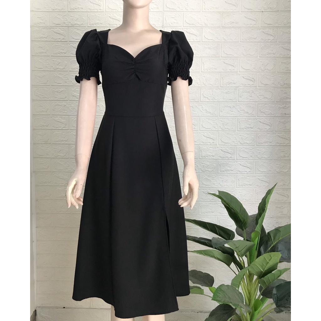 Đầm Maxi Đi Biển ❤️FREESHIP❤️ Dáng Dài Xẻ Tà Tay Ngắn Bo Thun Nhún Ngực