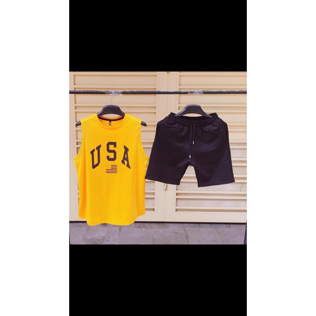 Bộ ba lỗ thể thao nam USA chất cotton lạnh 4 màu hàng cao cấp loại 1. Ảnh thật tự chụp | BigBuy360 - bigbuy360.vn