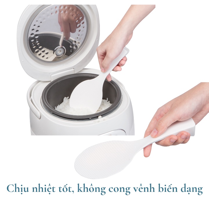 Muỗng xới cơm chống dính, đế tự đứng Inochi Sendai Nhật Bản, an toàn tuyệt đối, môi vá mui xúc cơm Vạn Phúc