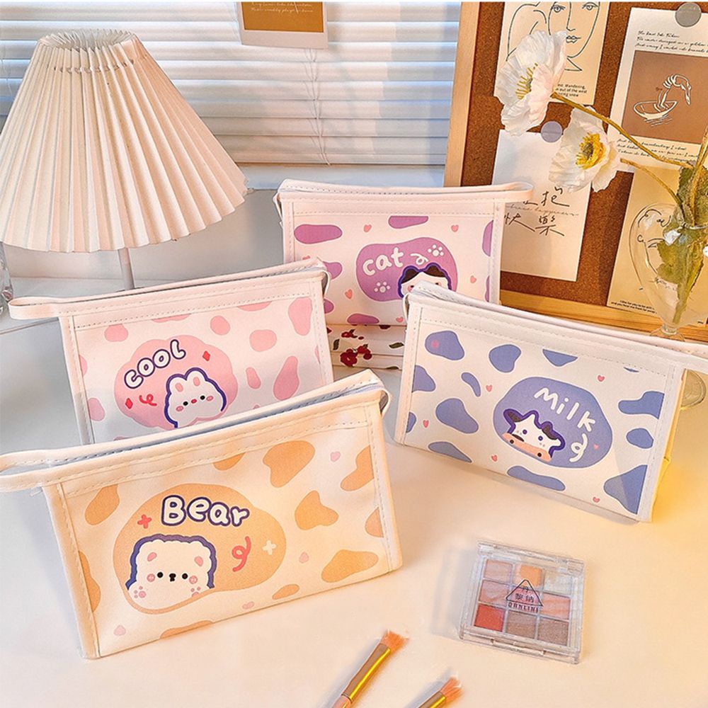 Túi đựng bút đa năng sức chứa lớn chống thấm nước in họa tiết bò sữa hoạt hình dễ thương