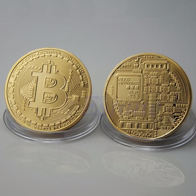 Gold Plated Bitcoin Miniature - Golden