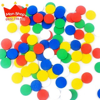 Giáo cụ Montessori - 100 hạt gỗ màu - xu màu