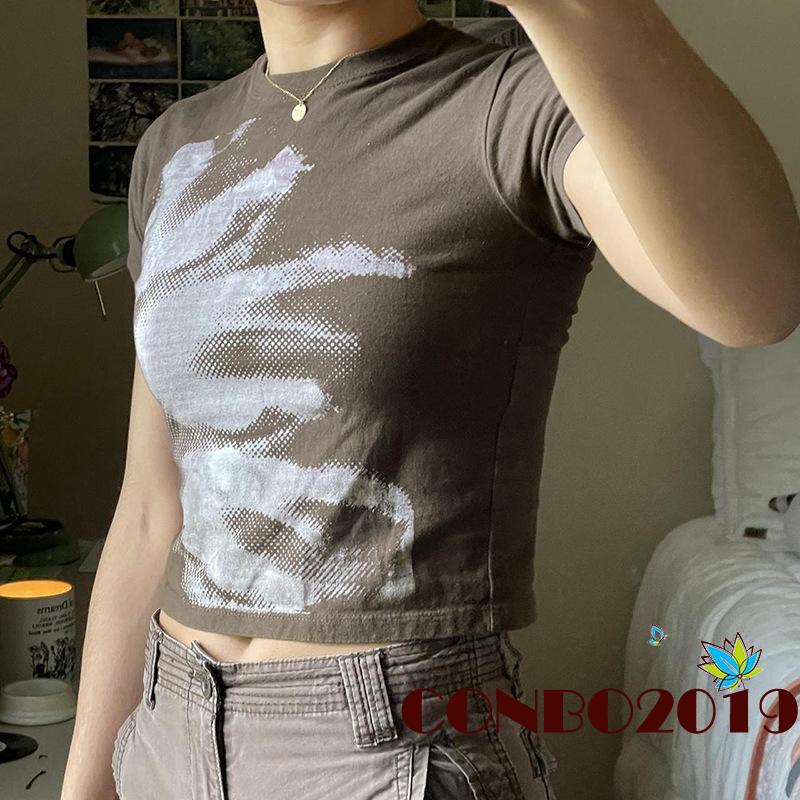 Áo Thun Crop Top Tay Ngắn Cổ Tròn Nhuộm Màu Thời Trang Xuân Hè Cho Nữ