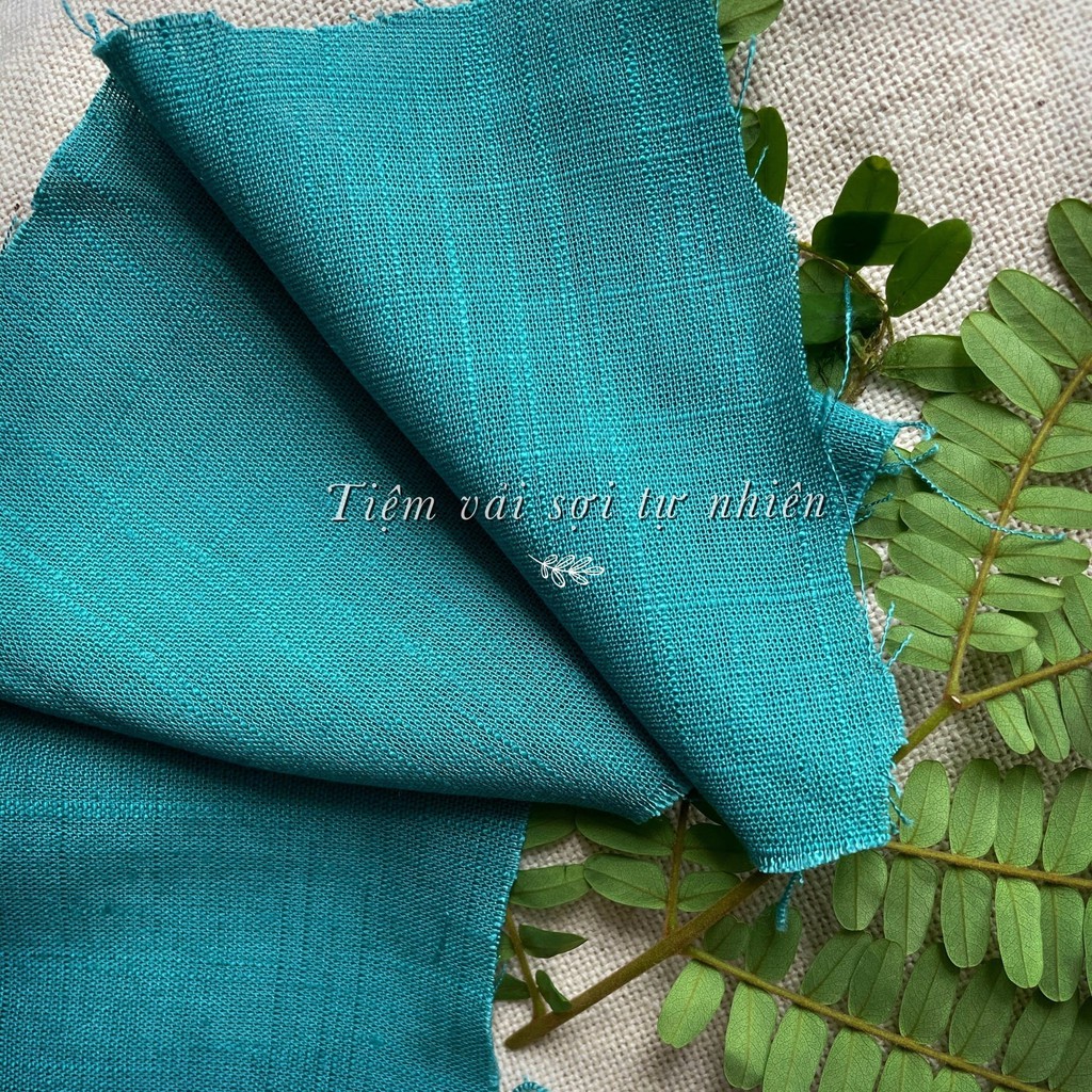 Vải linen gân xước khổ 1.4m tone Xanh/ Green - Blue