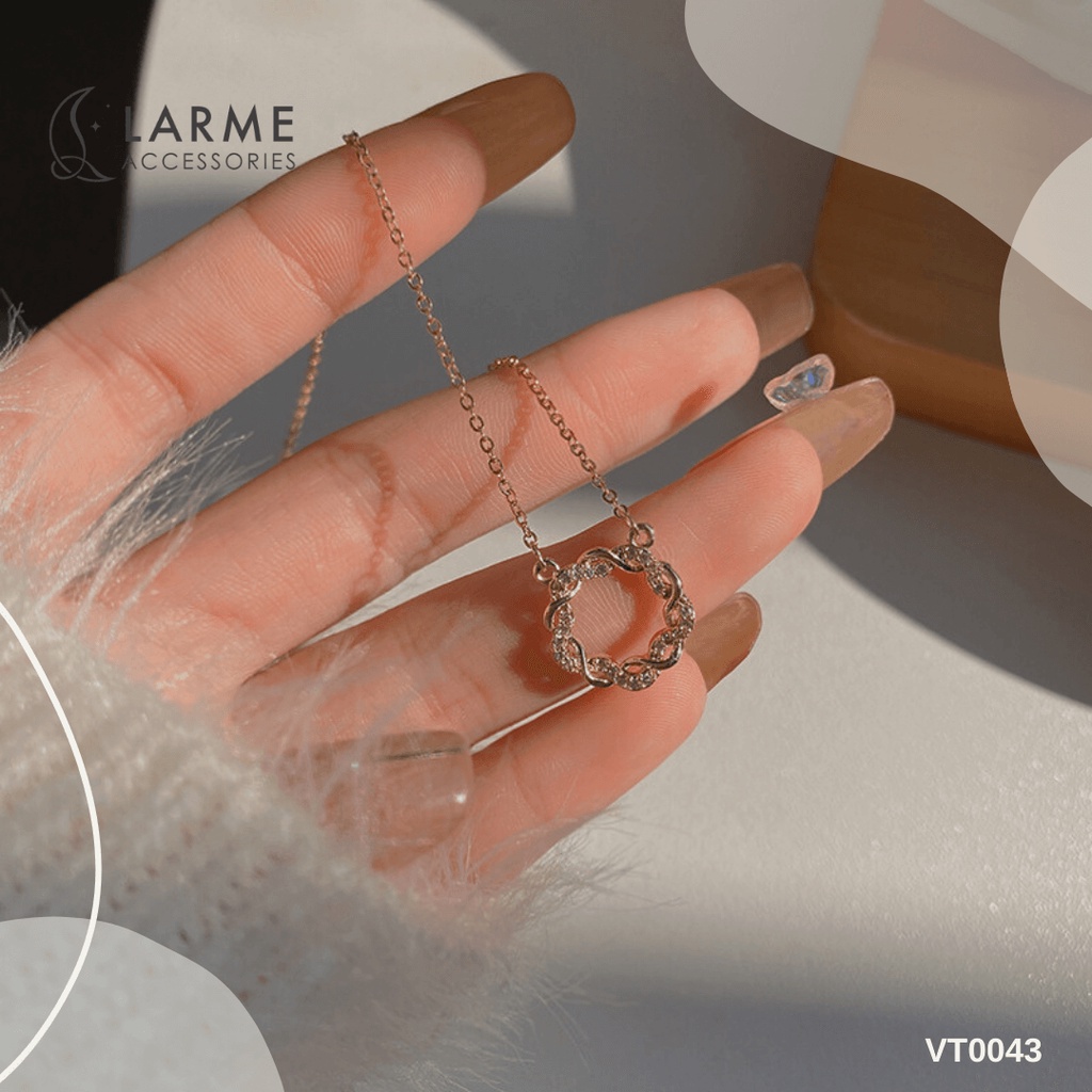 Dây chuyền nữ, vòng cổ nữ mặt tròn lồng đá titan không gỉ larme accessories - DC0046