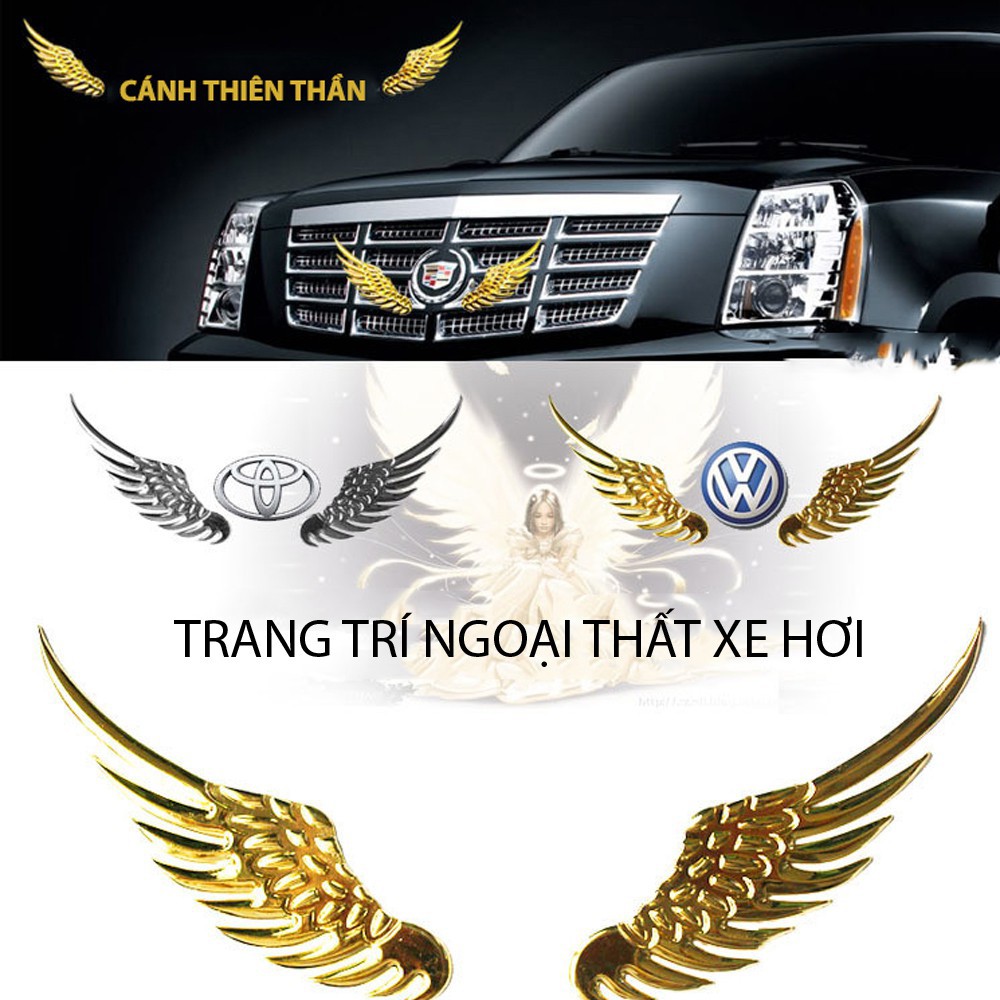 Đôi Cánh thiên thần 3D dán trang trí logo hãng ô tô, xe hơi