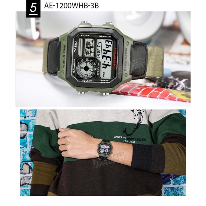 Đồng hồ nam dây vải Casio Anh Khuê AE-1200WHB-3BVDF