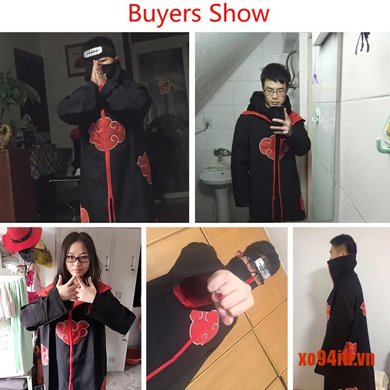 XOITR  Kids Anime Naruto Cosplay Akatsuki Cloak Uchiha Party Costume Accessories S