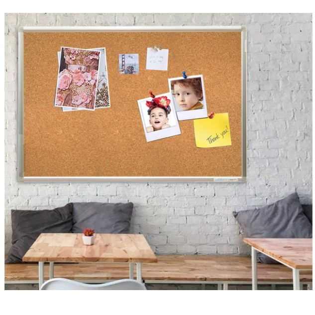 Bảng ghim bần khung nhôm treo tường 100 x 120 cm - TẶNG GHIM