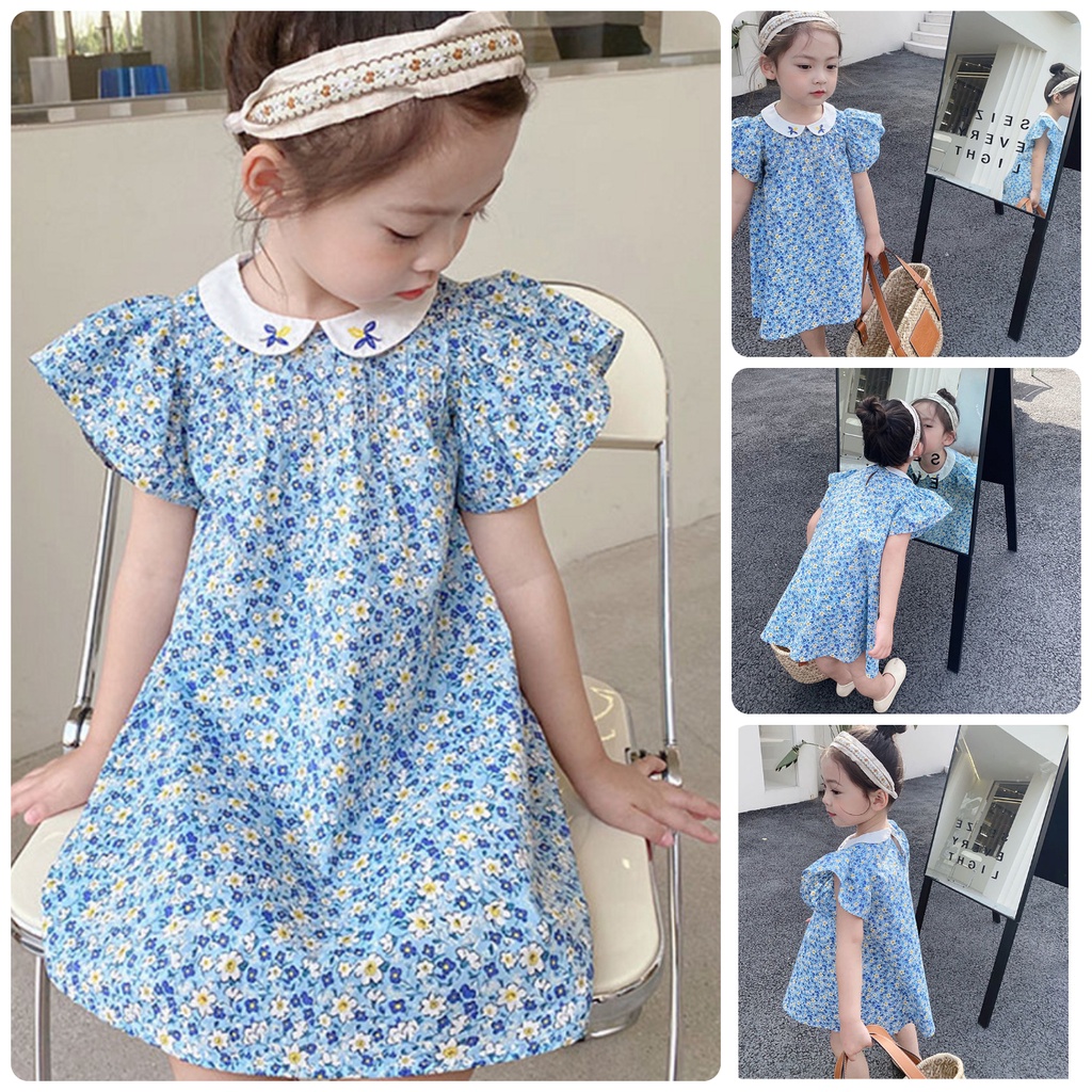 VT33 Size90-130 (12-30kg) Váy đầm bé gái (Đầm suông cánh sen ngắn tay) Thời trang trẻ Em hàng quảng châu