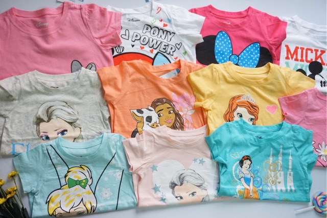 ÁO THUN BÉ GÁI DISNEY XUẤT DƯ 1-5T (11-22kgs)