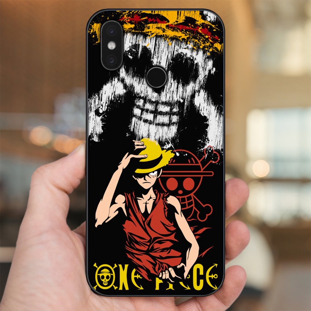 Ốp lưng Xiaomi Mi 8, Mi 8 SE viền đen in hình Luffy One Piece
