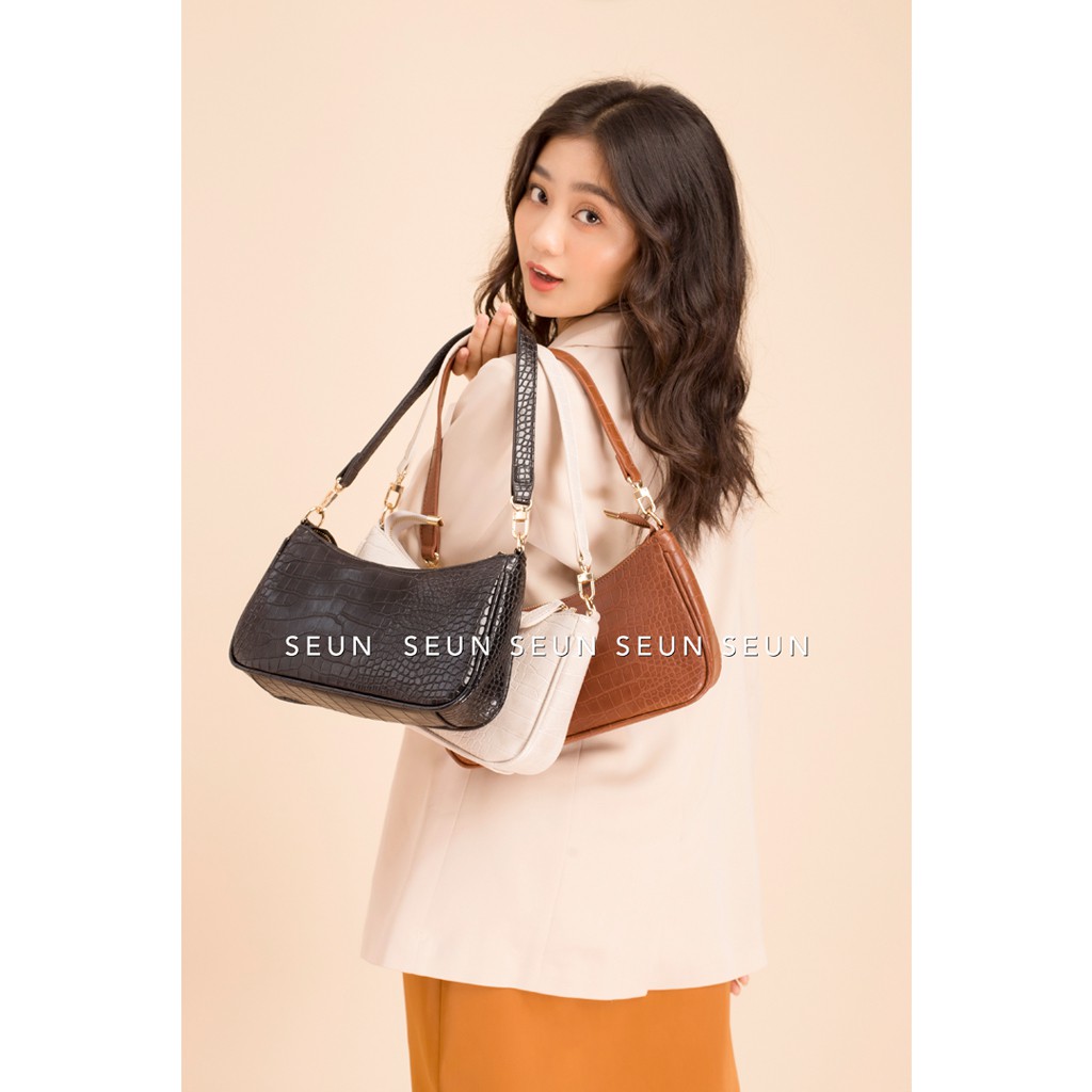 Túi Kẹp Nách Thời Trang Nữ Hàn Quốc SEUN Đẹp Cao Cấp Hot Trend - Túi Đeo Chéo Da Cá Sấu Cronabag | BigBuy360 - bigbuy360.vn