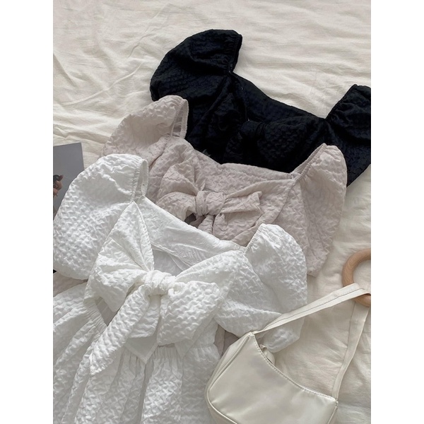 ĐẦM BABYDOLL thắt nơ sau lưng form rộng xoè tiểu thư thiết kế ullzang tạo cảm giác bồng bềnh