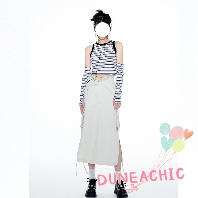 DUNEA Chân Váy Dài Trung Bình Ống Đứng Phong Cách Retro Công Sở Cho Nữ