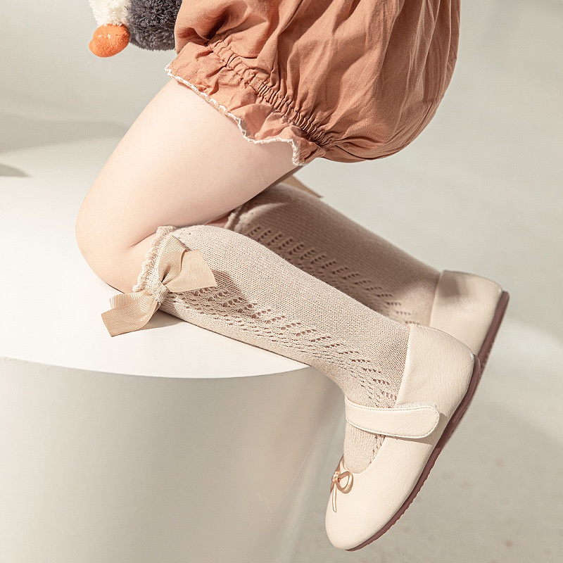 Vớ cotton Phối Lưới Mỏng Đính Nơ Xinh Xắn Cho Bé Gái