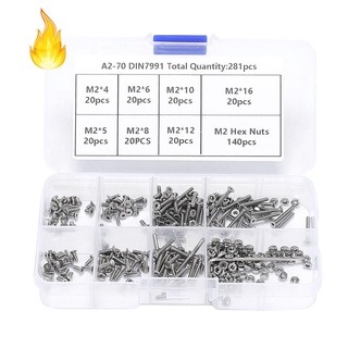 Bộ 281 ốc vít lục giác M2 bằng thép không gỉ chuyên dụng