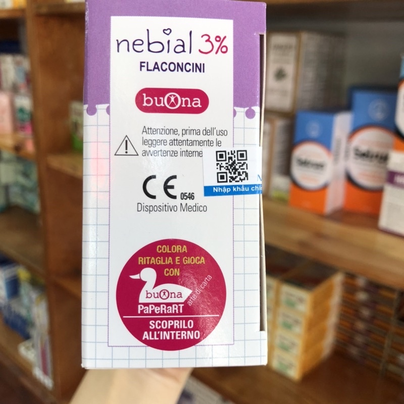 Dung dịch Nhỏ mũi Nebial 3% Flaconcini ưu trương cho trẻ sơ sinh bà trẻ nhỏ giúp giảm sổ mũi, nghẹt mũi hiệu quả