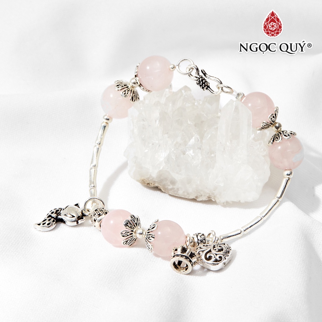 Vòng tay TA hồng phối charm hồ ly - Ngọc Quý