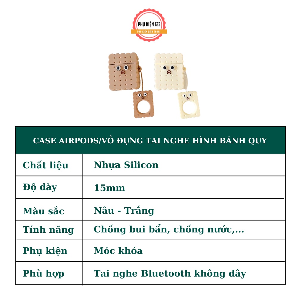 Vỏ bao đựng tai nghe hình bánh quy đáng yêu Ap 2/ I12