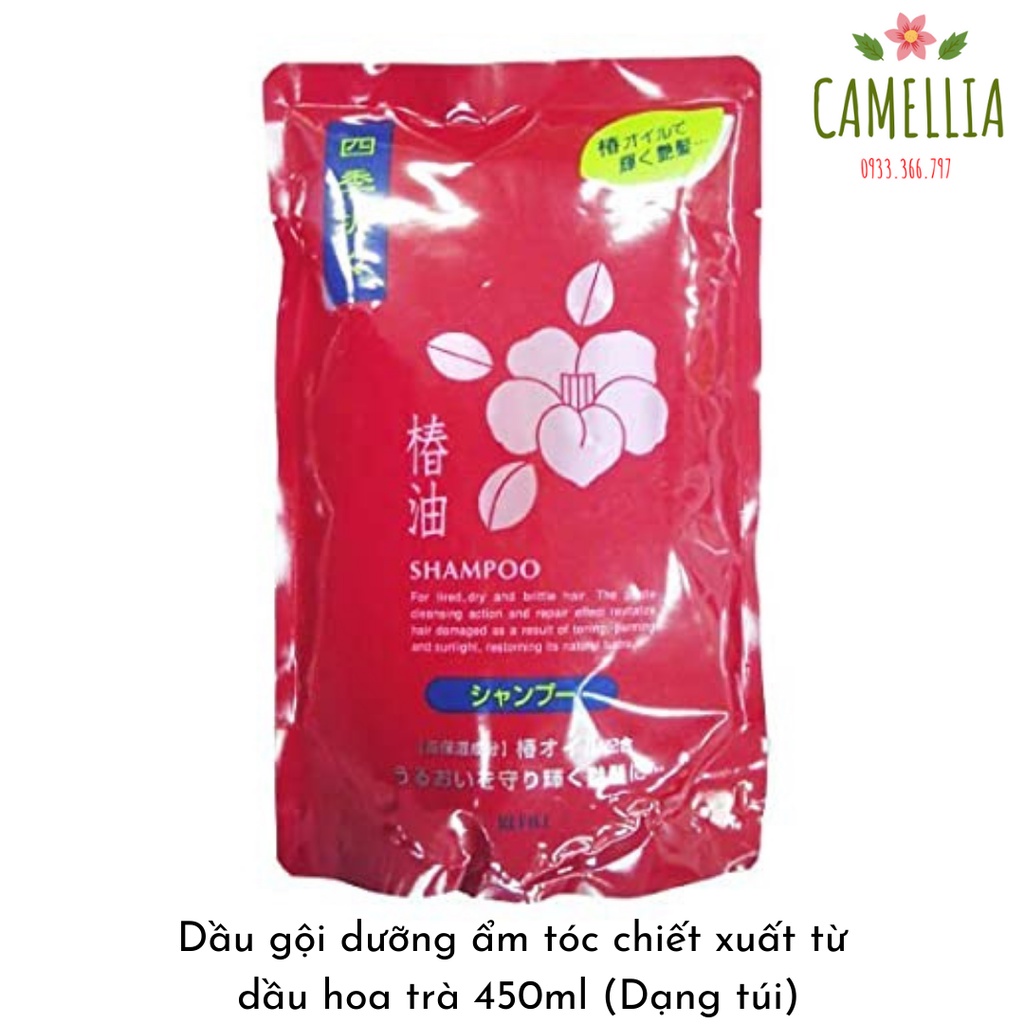 Dầu Dội Đầu Giữ Ẩm Tóc Chiết Xuất Từ Hoa Trà Nhật Bản Kumano Shampoo 450ml (Dạng Túi) - Camellia Mỹ Phẩm Nhật Bản