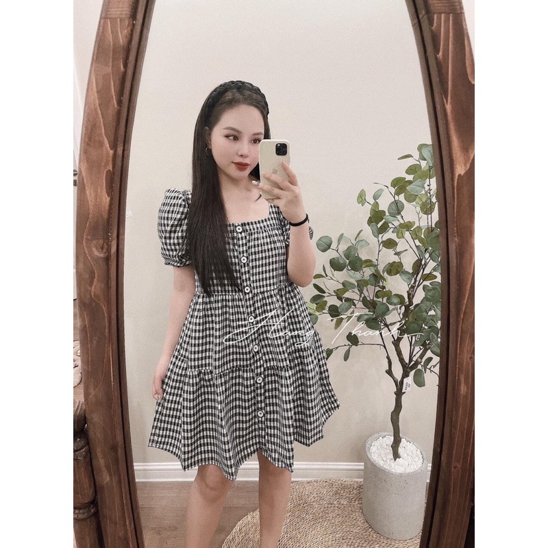 Váy babydoll kẻ caro