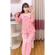 Bộ quần áo dài tay cúc giữa, chất cotton đẹp, cho mẹ mặc sau sinh