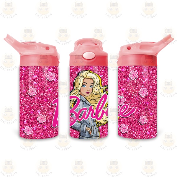 Bình Uống Nước Giữ Nhiệt Cho Bé Có Ống Hút Hình Búp Bê Barbie - Tỉ Mỉ Studio - Mã 1808KT