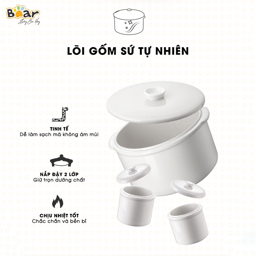 Nồi nấu chậm 1.6L Bear SUBE002 - Hàng Quốc Tế | Bé Măm Măm