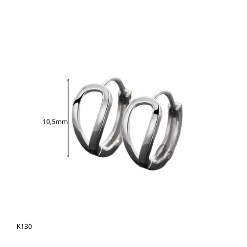 Khuyên tai nam bạc ta dáng tròn mạ vàng hình giọt nước cá tính, unisex Lexy (1 chiếc) | GEMY SILVER K130