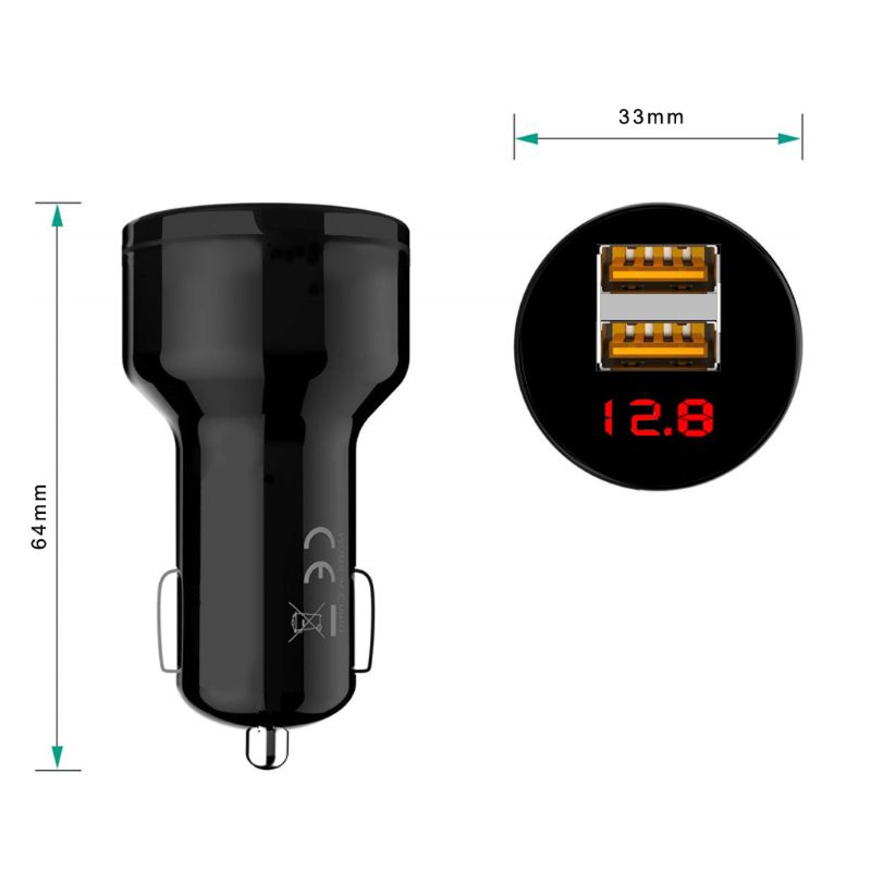Tẩu sạc hai cổng USB 3.1A 12V/24V tích hợp đèn LED kỹ thuật số cho điện thoại di động/máy tính bảng GPS