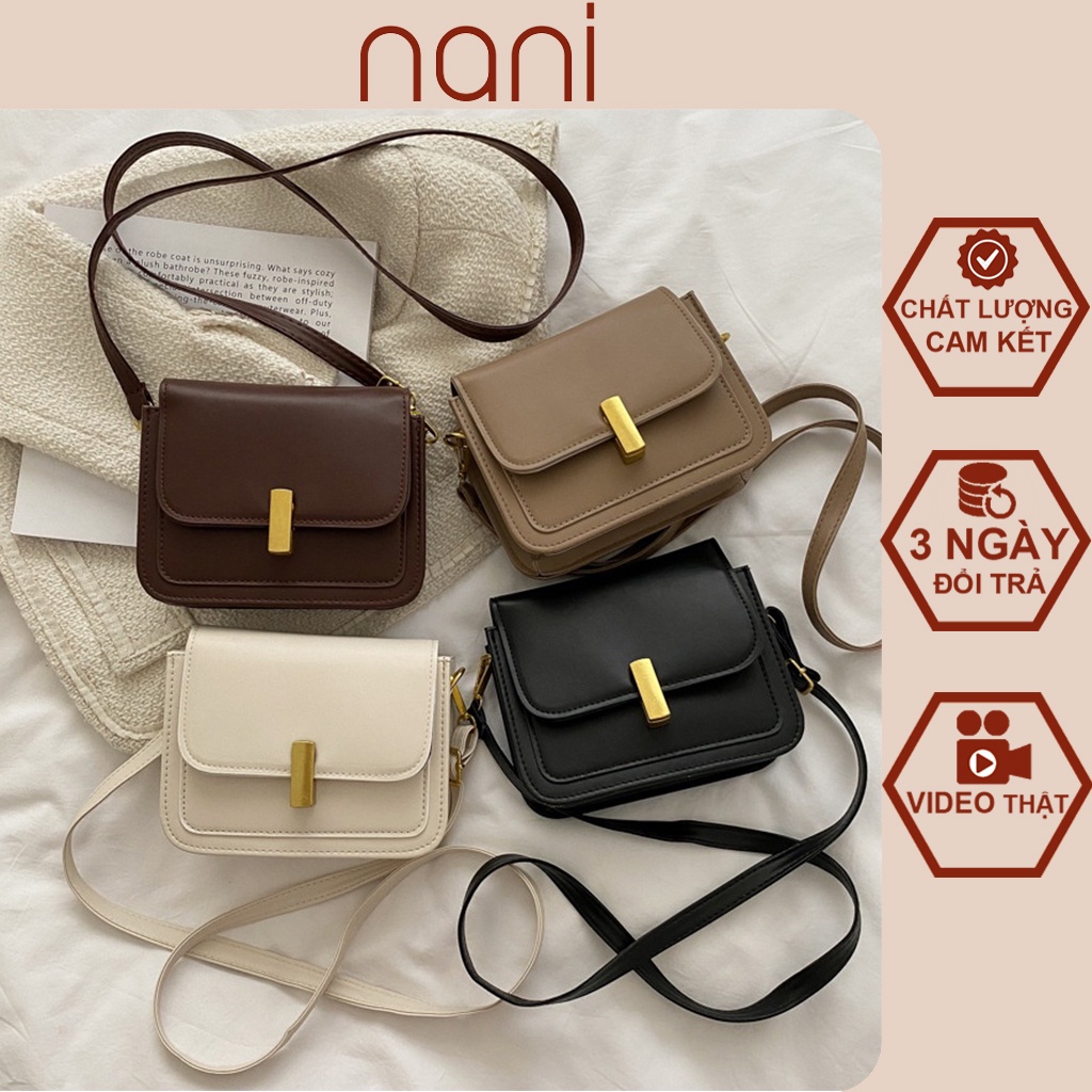 Túi xách nữ, túi đeo chéo mini đẹp da trơn mềm dáng vuông khóa xoay phong cách hàn quốc HT52