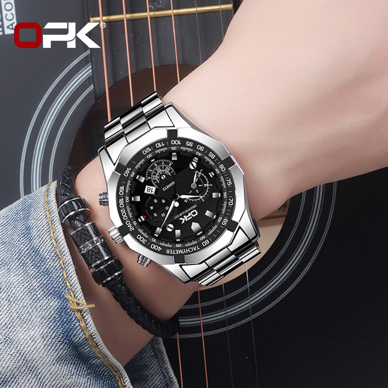 OPK 8127 Watch Men Genuine Waterproof Stainless Steel Strap Original Luminous Calendar Unique Dial Design Fashion