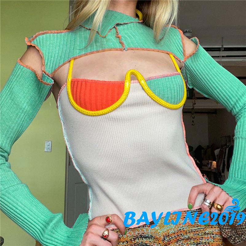 Áo Lửng Tay Dài Màu Sắc Thời Trang Quyến Rũ Cho Nữ