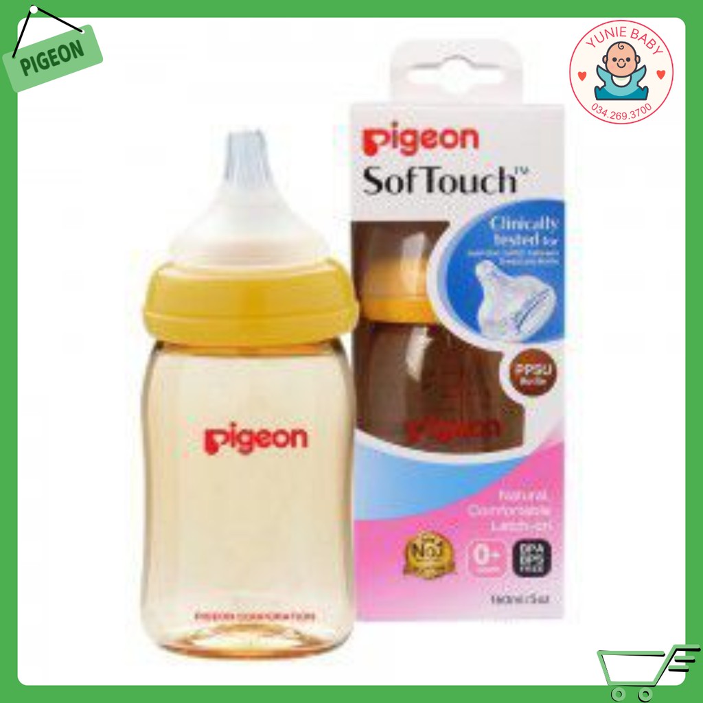 Bình sữa Pigeon cổ rộng PPSU Plus 160ml - 240ml