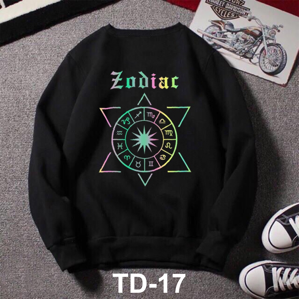 Áo sweater ZODIAC phản quang, áo tay dài nam nữ nỉ bông in họa tiết unisex dày mềm mịn - Tí Chuột Studio