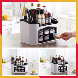 Kệ gia vị kèm 6 hũ đựng