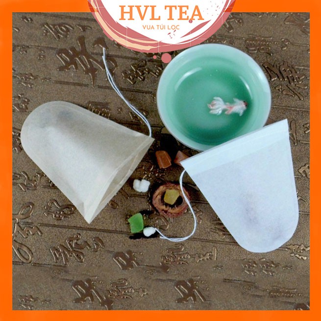 Túi lọc trà giấy hình phễu có dây, tiện dụng, 50túi/sp, 8x9cm - HVL TEA